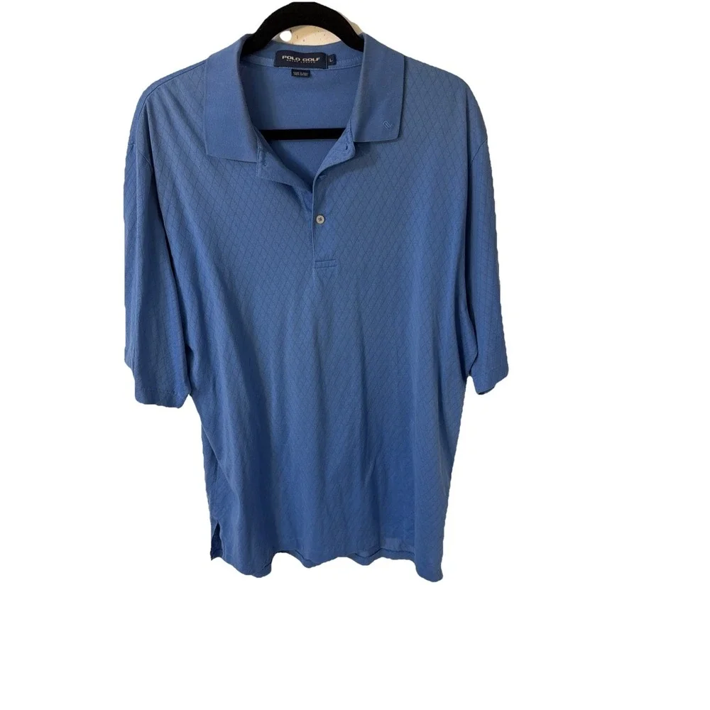 Polo Golf Ralph Lauren Performance Polo Shirt Men L Blue Cotton Outdoors.